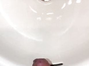 Naughty Pissing and Cumming in my bathroom sink featuring a bullsey...