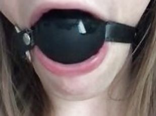 Slutty girl begs to be with a ballgag in!