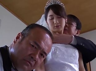 Japanese newlywed wife was stripped clothes by husbands boss in fro...