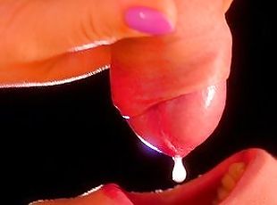 NEW!! 60FPS CLOSE UP: BEST Milking Mouth for your DICK! +ASMR, Tong...