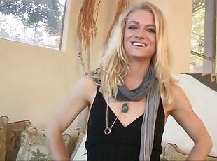 Blonde teen takes off her clothes and gives you a boner