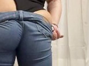 cul, gros-nichons, amateur, latina, serrée, solo, jeans, brunette