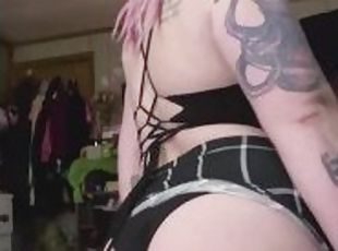 amatör, milf, tight, rumpa-butt, ensam, tatuering, string