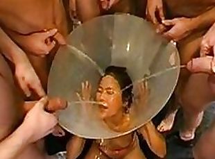 Nasty Asian Gets Fucked Hard and Pissed all Over Her Face By Severa...