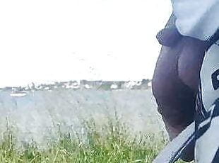 masturbación, al-aire-libre, amateur, gay, paja, cámara, playa, voyeur, polla