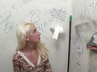 Fiona Cheeks on the toilet licking and sucking cock