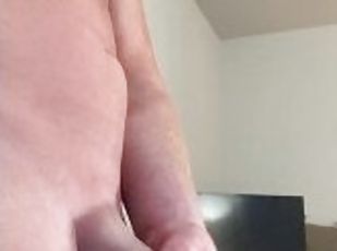 Stroking oiled big dick while wifes at work