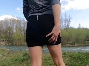 she purposely pees in her panties outdoor and it makes her need to ...