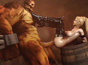 Naughty big boobs blonde hero getting trapped in hell and creampied...