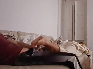 FOOTJOB to a big cock - FOOT MASSAGE and FUCK on the sofa - Tommy C...