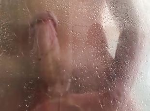 Slapping my huge dick against glass