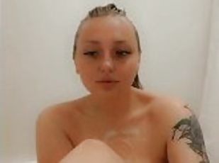 kąpiel, duże-cycki, masturbacja, cipka, amatorskie, laski, blondynka, prysznic, solo