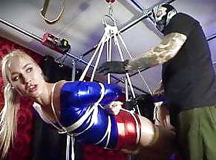 strumpbyxor, bdsm, bunden, blond, bondage, nylon