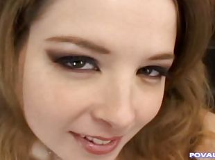 Sunny Lane smiles during a handjob then bends over and takes it