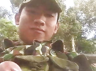 cute asian young military shows his cut dick on cam (18'')