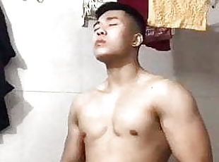 chinese young hunk wanks his soft cut cock for cam (50'')