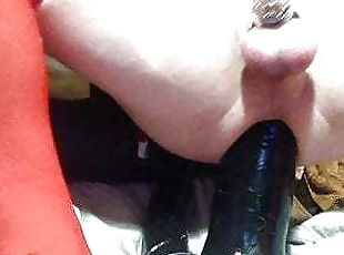 Thick dildo makes me squeal as I ride on it 