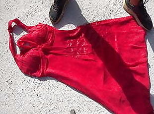 piss on red dress 5