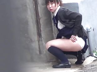 asiatique, pisser, public, amateur, ados, japonais