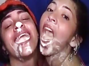 I put my cousin and her friend to suck my dick deep throat with vom...
