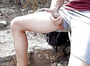 masturbación, monstruo, al-aire-libre, amateur, polla-enorme, gay, paja, cámara, voyeur, pajeándose