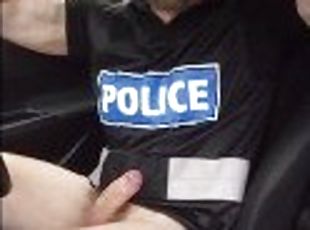 Muscular cop parks up on a busy road, turns himself on feeling his ...