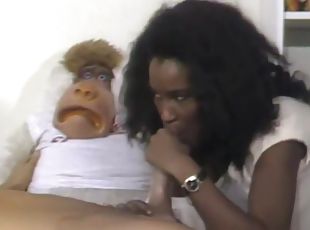 blowjob, cumshot, ebony, interracial, vintage