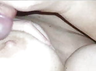Cum in mouth and on breasts