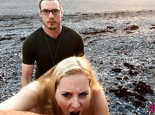 Honey Moon And Delirious Hunter - Amateur Couple Sex On The Beach (...