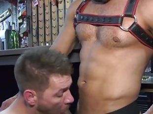 Two sexy German hunks meet at a gay cruising bar and have raw rough...