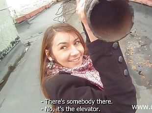 Amateur chick gives a blowjob to a stranger in the street