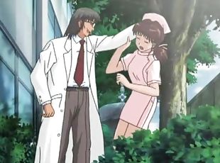 Anime nurse is fucked by a doctor out side of the hospital