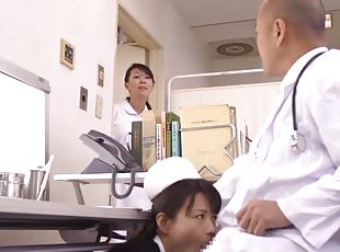 Mature nurse Eriko Miura is giving a blowjob