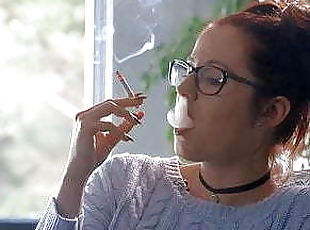 fetišs, smēķēšana, brunete