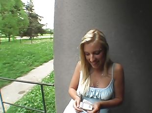Blowjob and doggy style with a sexy blondie in public