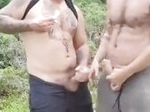 papa, poilue, masturbation, en-plein-air, public, amateur, gay, branlette, joufflue, secousses