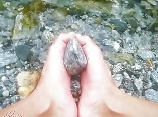 I sexually rub the stones in a mountain stream with my feet - Abell...