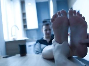 Foot date with a colleague at work, part 1 (foot worship, office fe...