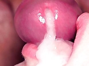 Ultra close up cum in her mouth! She lazy teases dick with lips and...