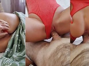 creampie, pov, syster, cowgirl, hotell