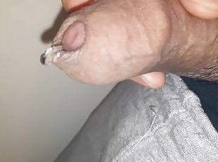 Jerking my uncircumcised cock to a thick and hard cumshot explosion...