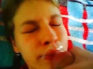 A Creamy Surprise For A Teen Face After Giving A Blowjob