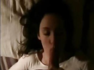 Cute brunette close up blowjob action and loving it