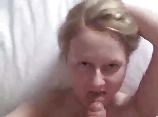 amatør, tenåring, hjemmelaget, facial, cum, blond