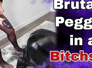 Hard Pegging in Bitchsuit! Femdom Anal Strapon Fuck Fisting Bondage...