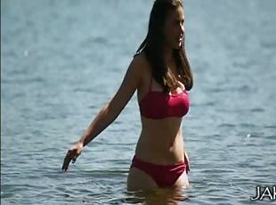 Super Sexy and Busty Brunette Whitney Sloan Swimming In a Hot Bikini