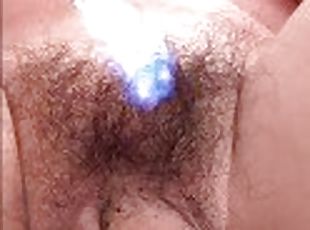 Big Dick boy burned and slow grilled his public hair for the hair treatment 4K