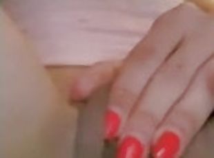 masturbation, orgasme, chatte-pussy, amateur, maison, couple, petite-amie, solo, rasé, humide