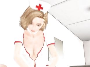 infirmière, médecin, ados, hardcore, blonde, chevauchement, hôpital, uniformes, brunette