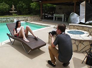 Hardcore fucking by the pool with anal loving model Marley Brinx